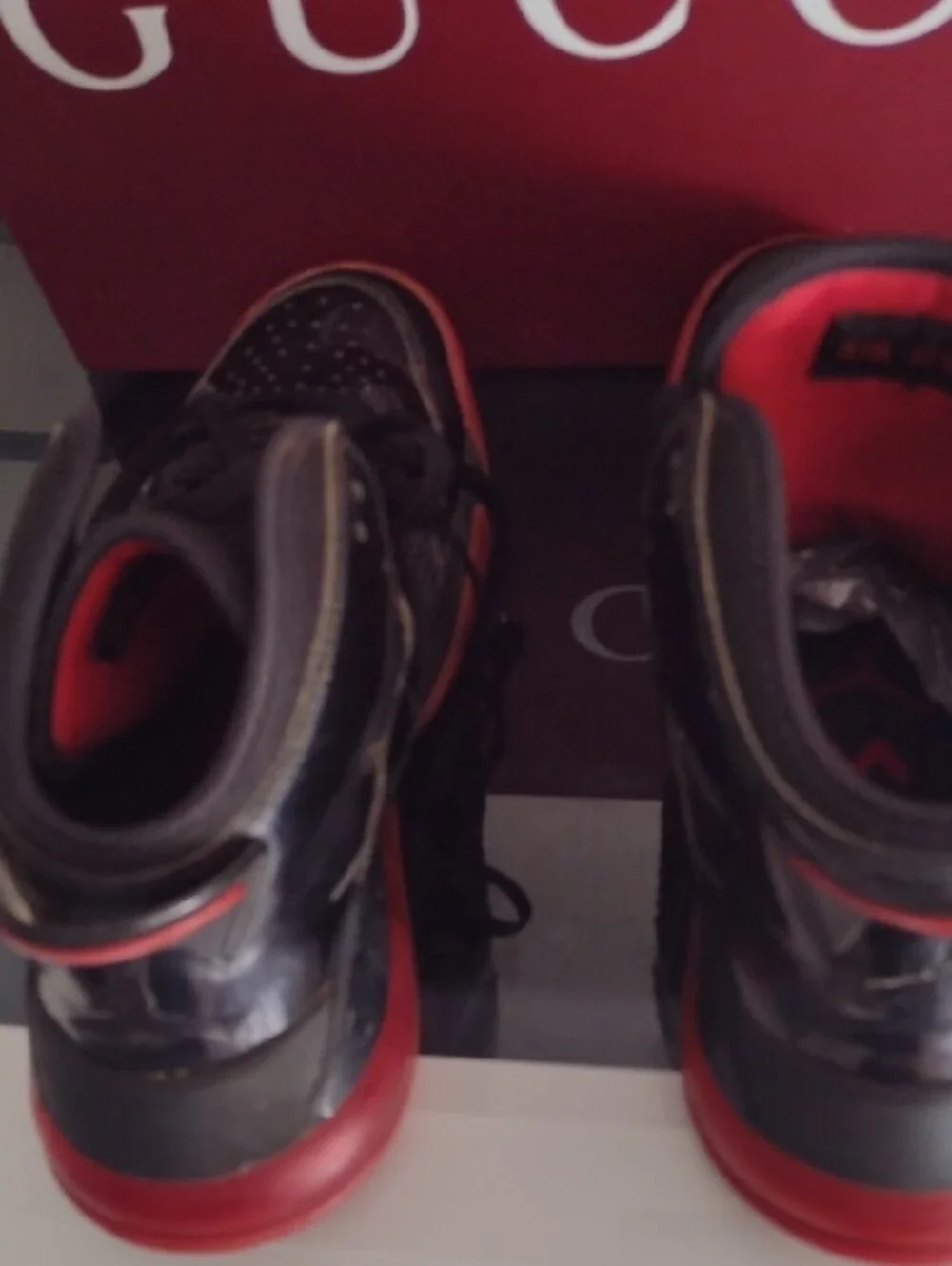 Jordan Kids Black and Red High-Top Sneakers